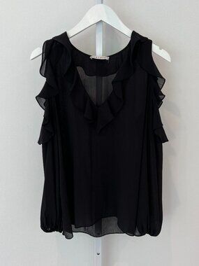 ALICE + OLIVIA BLACK COLD SHOULDER TOP SIZE L